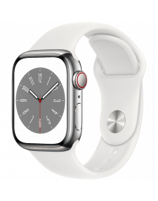 Apple Watch Series 8 GPS + Cellular 45mm Silver Stainless Steel Case with White Sport Band