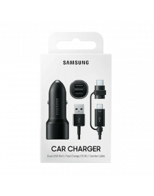 ראש מטען רכב כפול מקורי 15W + כבל Samsungכניסות USB