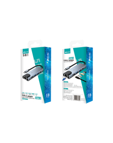 5IN1 C-08 מתאם טייפ סי למחשב טעינה + HDMI+USB + רשת