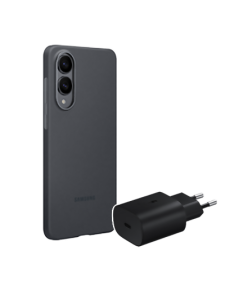 ערכת סמסונג מקורית ראש מטען מקורי 25w + כיסוי אחורי מקורי בצבע שחור עבור Samsung Galaxy S25 Edge Black Case 