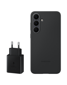 ערכת אביזרים מקורית סמסונג S25 FE ראש מטען 45W+ כיסוי סליקון בצבע שחור