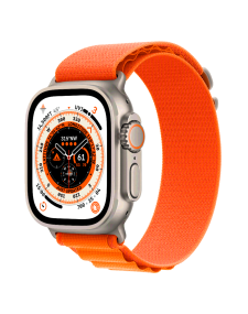 Apple Watch Ultra GPS + Cellular 49mm Titanium Case with Orange Alpine Loop - Medium