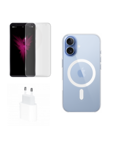 ערכת אביזרים מקורית iPhone Air - מגן מסך + כיסוי שקוף MagSafe + ראש מטען