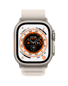 שעון אפל חכם Apple Watch Ultra GPS + Cellular 49mm Titanium Case with Starlight Alpine Loop - Small